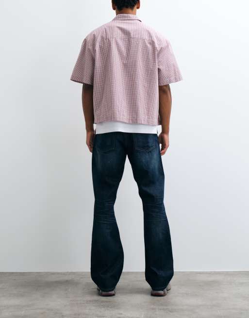 Weekday Mercury relaxed fit bootcut flare jeans in dark blue, 4 of 5