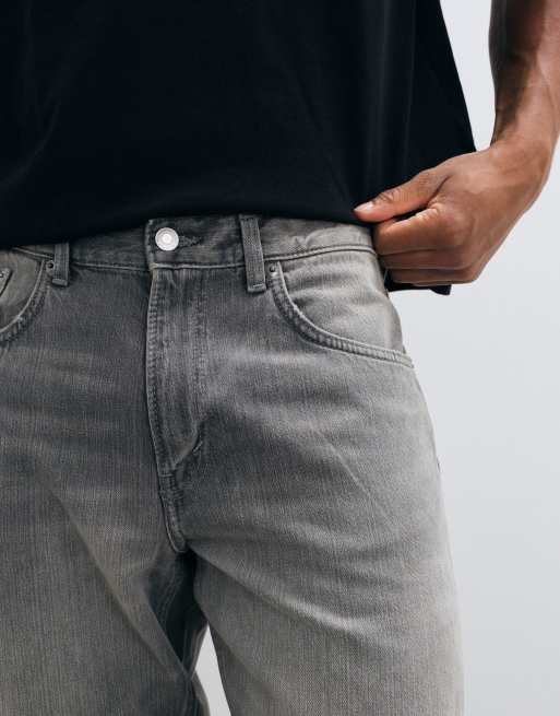 Weekday Mercury relaxed fit bootcut flare jeans in grey with distressed detail, 3 of 5
