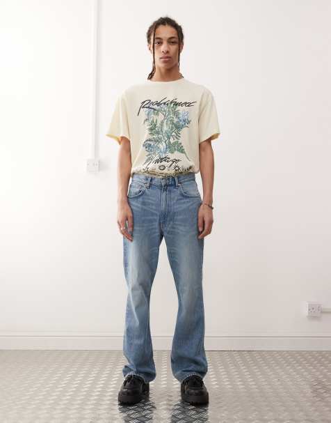 Weekday Mercury wide leg flare jeans in blue wash - view 1