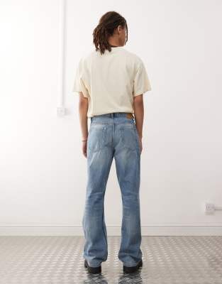 Weekday Mercury Wide Leg Flare Jeans In Blue