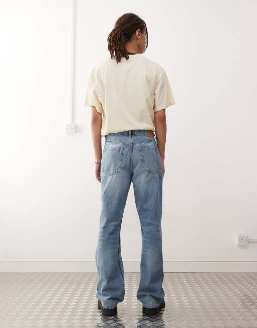 Weekday Mercury wide leg flare jeans in blue wash, 2 of 5