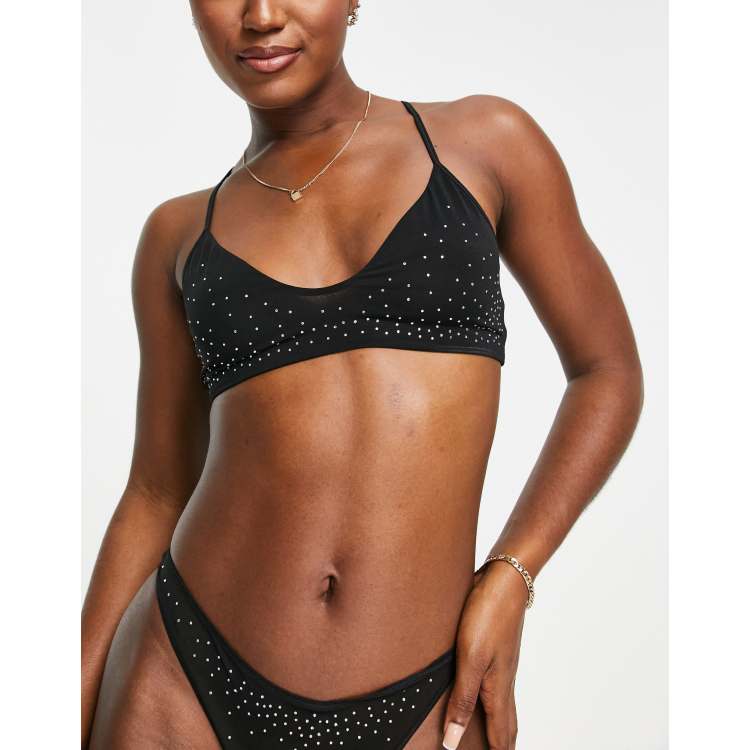 Weekday mesh bralette with diamante detail in black