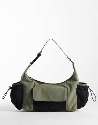 Weekday Mesh Drawstring Detail Purse In Green