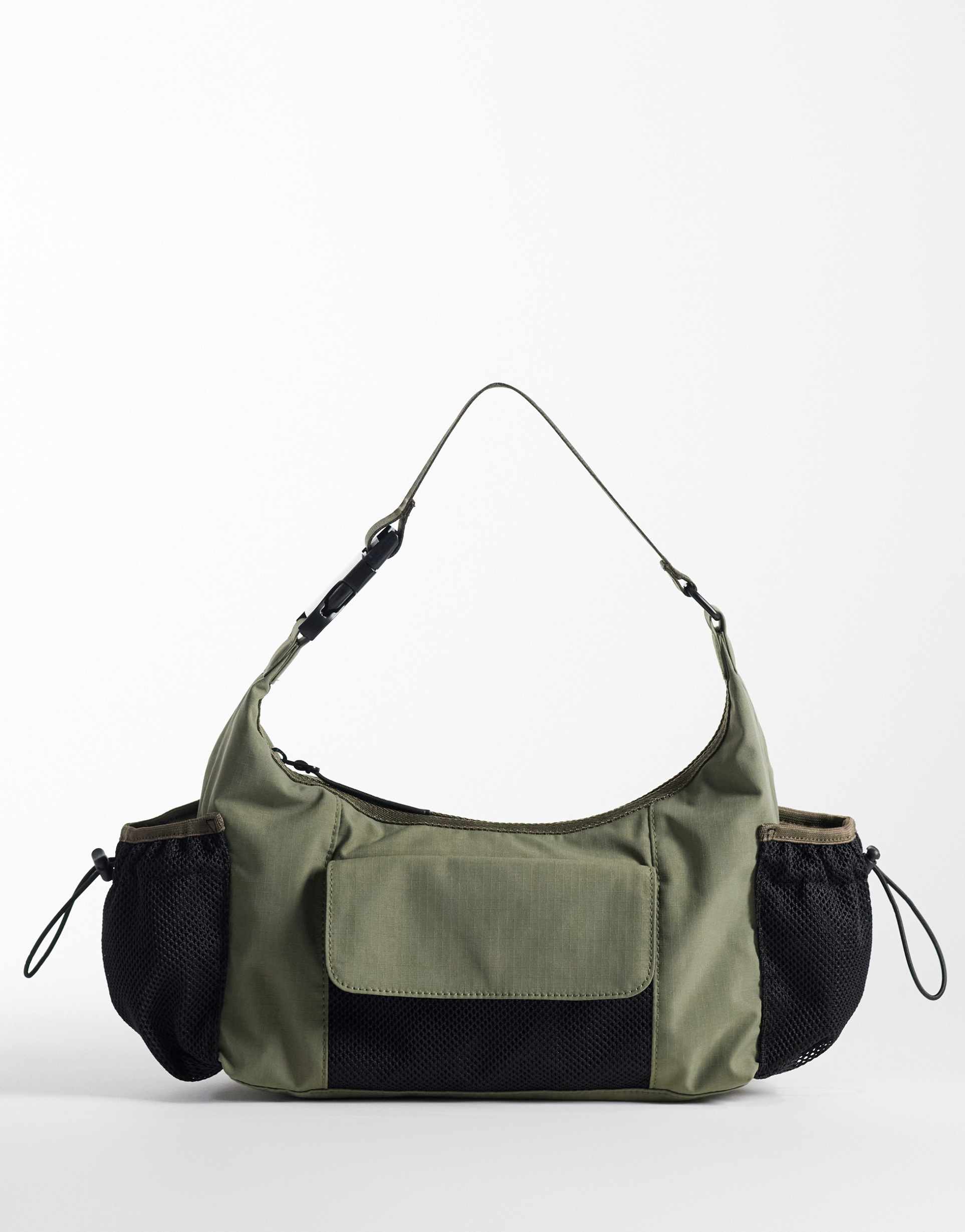 weekday mesh drawstring detail purse in khaki green