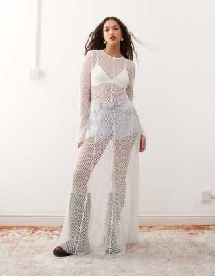 off white long sleeve maxi dress embellished wedding dress long sleeve White Ball Gown Wedding Dress