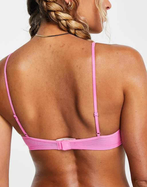 Weekday mesh underwired bra in pink, 2 of 4