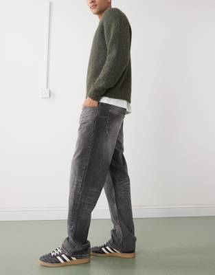Weekday Meteor Low Rise Relaxed Straight Leg Jeans In Green