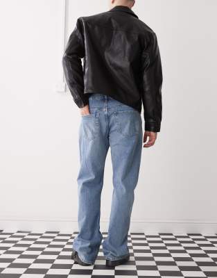 Weekday Meteor Low Rise Relaxed Straight Leg Jeans In Blue