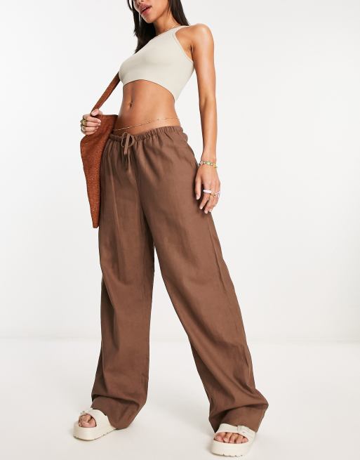 Weekday Mia linen mix pants in off white