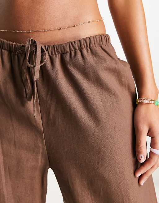 トップス AND MARY Mia mini pants set up/brown Weekday Mia linen mix pants in brown | ASOS