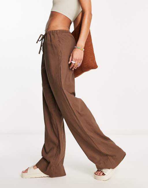 Mia Wide-Leg Cropped Linen Pant