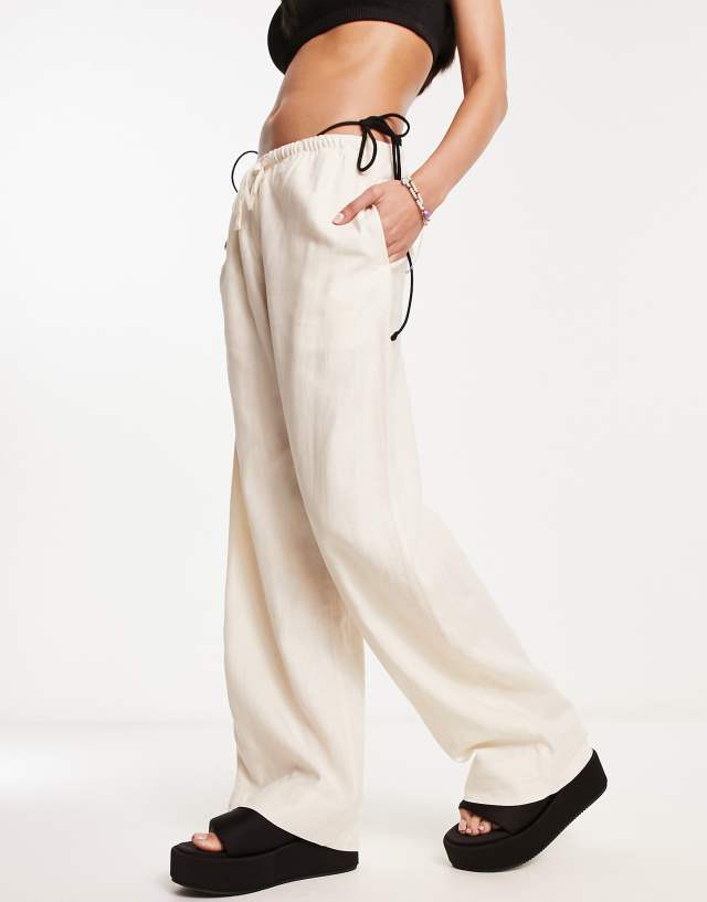 Weekday - mia linen mix trousers in off-white