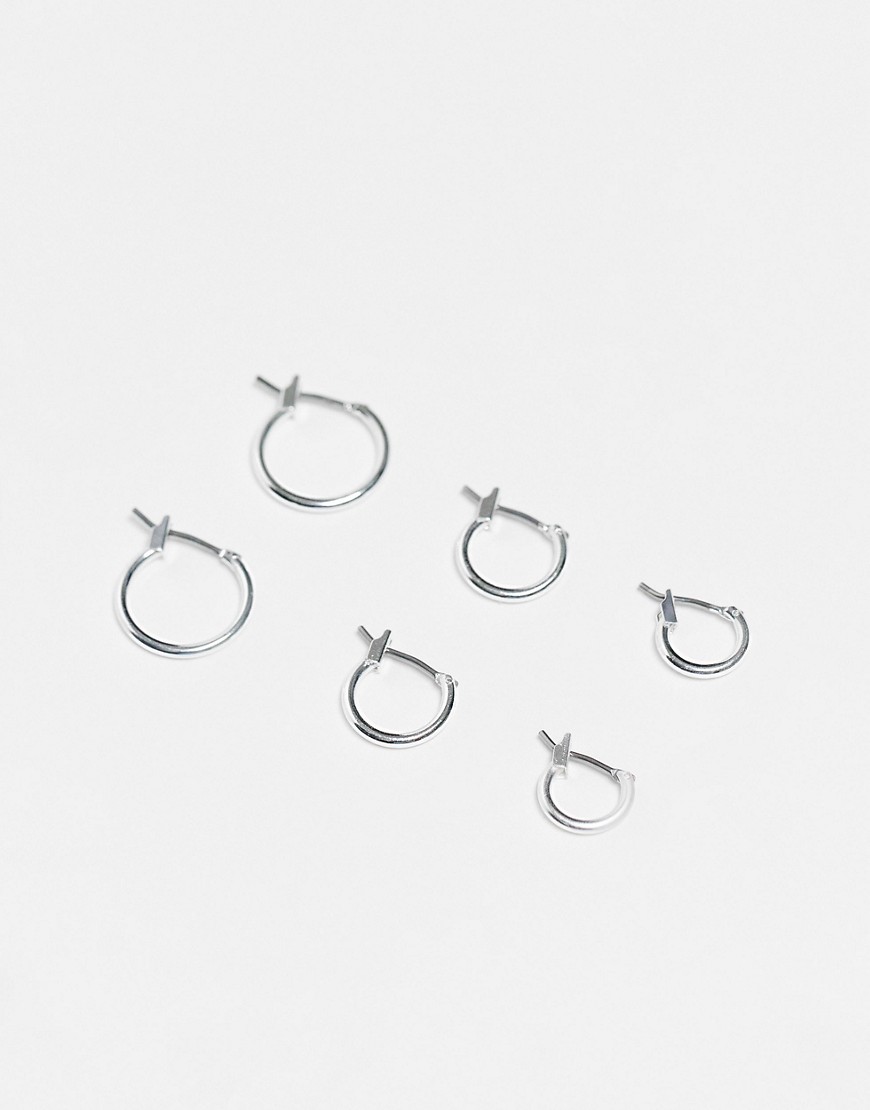 Weekday mid hoop 3-pack earrings in silver