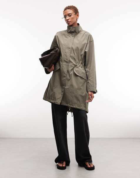 Weekday mid length festival parka in khaki wash - view 1