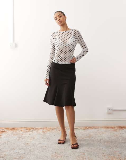 Weekday midi skirt with slit in black