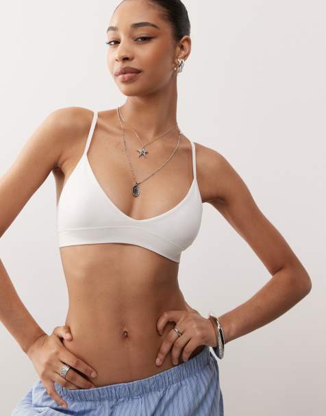 Weekday soft seamless triangle bra in off-white