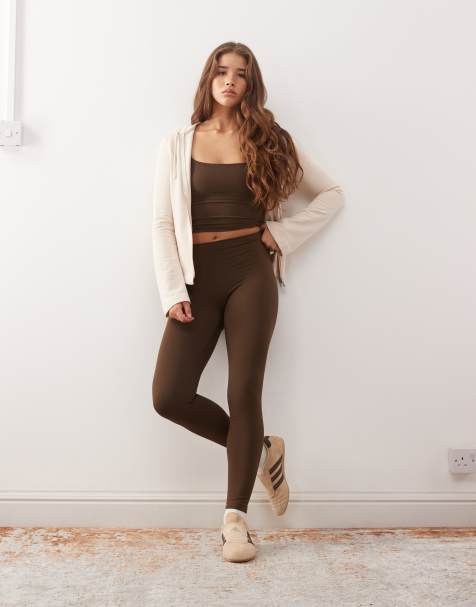 Weekday mix and match seamless stretch leggings in dark brown