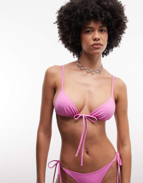 Weekday – Mieszaj i łącz – Różowa góra od bikini z trójkątnymi miseczkami - view 1