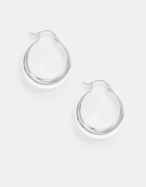 Weekday Mija chunky hoop earrings in silver
