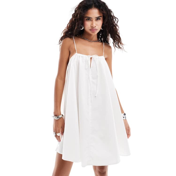 pois cami dress White ポワ Mサイズ Aspiga Ladies Sustainable Thin Cami V Midi Slip | Cotton