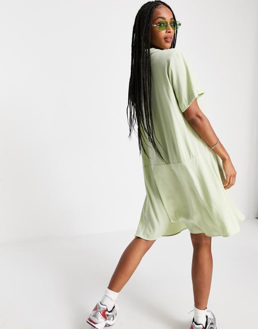 Weekday - Millie - Robe courte babydoll - Vert sauge, 3 de 4