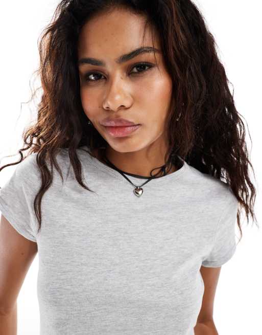 Weekday Milly super soft slim fit T-shirt in gray melange