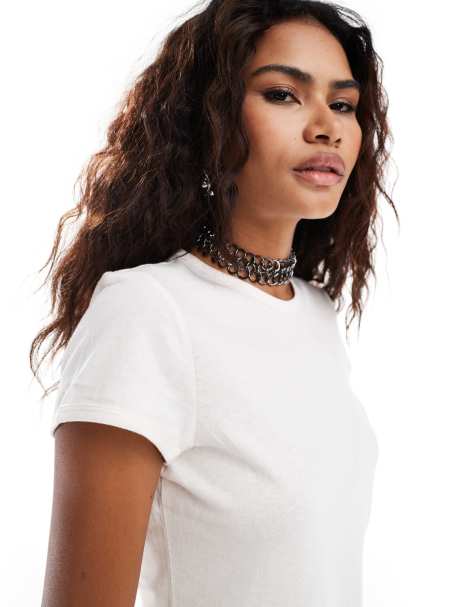Weekday Milly super soft slim fit t-shirt in white - view 1