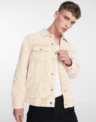 Weekday Weekday milton oversized washed cord jacket in cream-Neutral