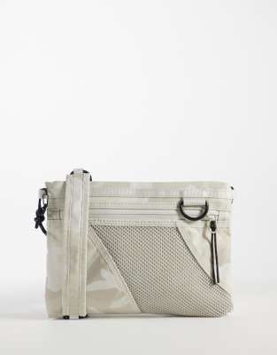 Weekday Mini Cross Body Hiking Bag With Mesh Detailing In Gray