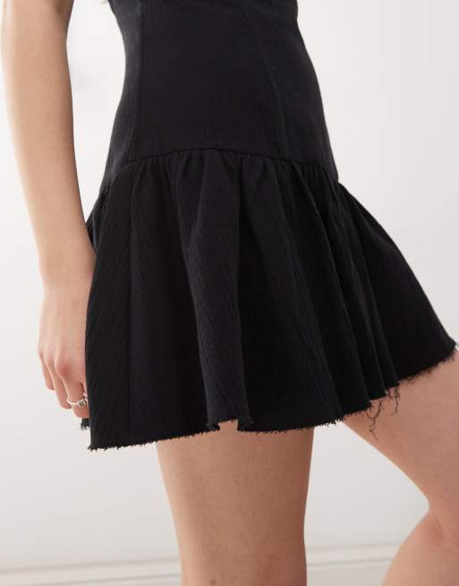 Weekday mini dress with open back and bubble hem in black, 3 of 4