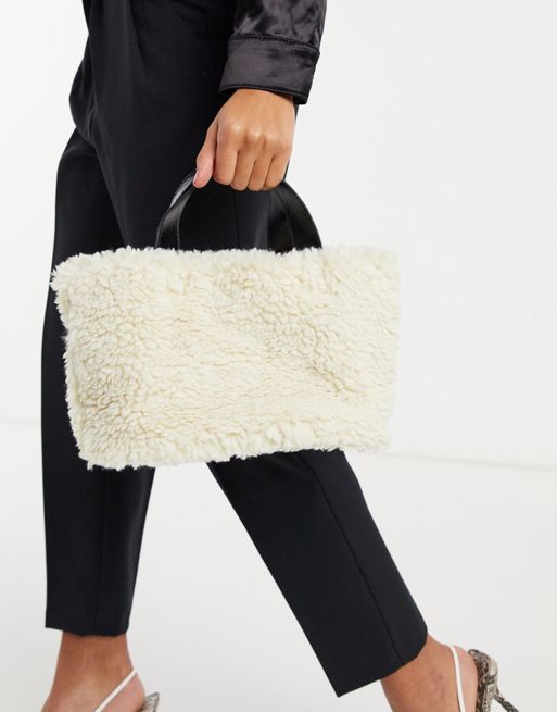 ASOS DESIGN mini faux fur bag with detachable strap