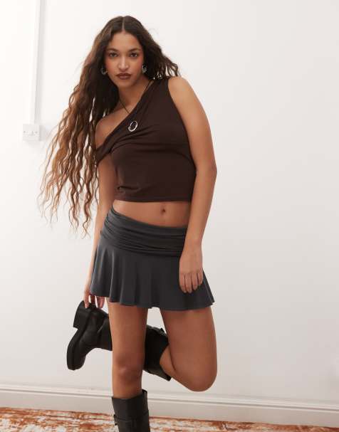 Weekday mini flippy skirt in black - view 1