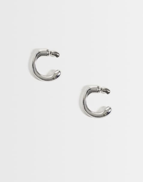 Weekday mini hoop earrings in silver - view 1