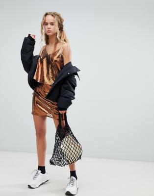 WeekdayMini jupe À jupe WeekdayMini Cuivre Sequins ZOuPikX