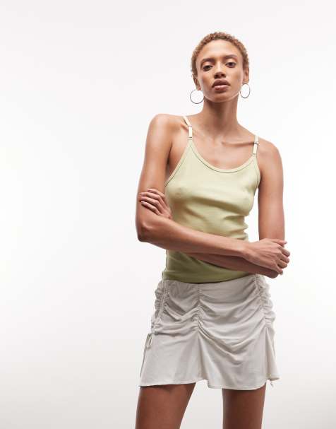 Weekday mini skirt with gathered hook and eye detail in off white - view 1