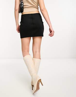 Weekday Minimal Scuba Mini Skirt In Black