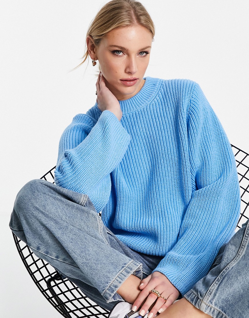 Weekday Minnie recycled polyester sweater in bright blue-Blues