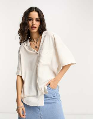 Mira open back blouse navy