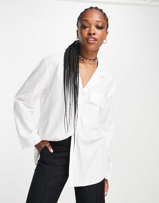 Weekday Mira oversized shirt in white - ASOS Price Checker