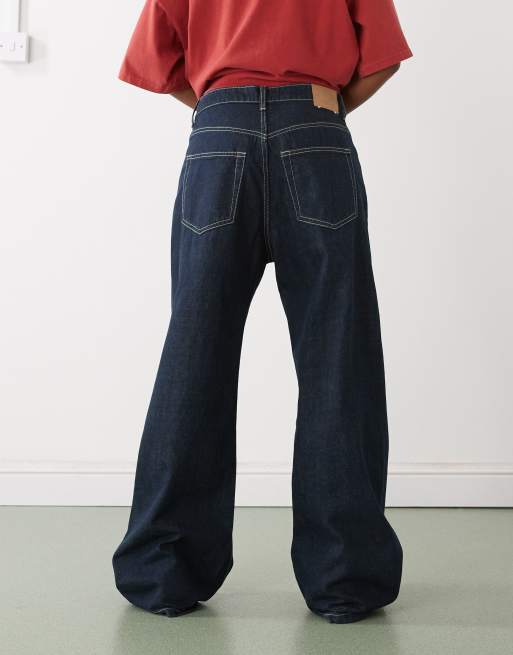 Weekday – Missy – Baggy Fit Jeans in Dunkelblau mit niedrigem Bund, 3 von 5