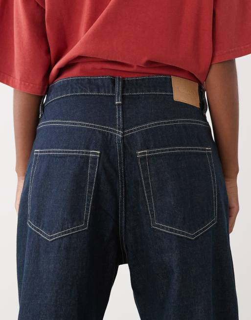 Weekday – Missy – Baggy Fit Jeans in Dunkelblau mit niedrigem Bund, 4 von 5