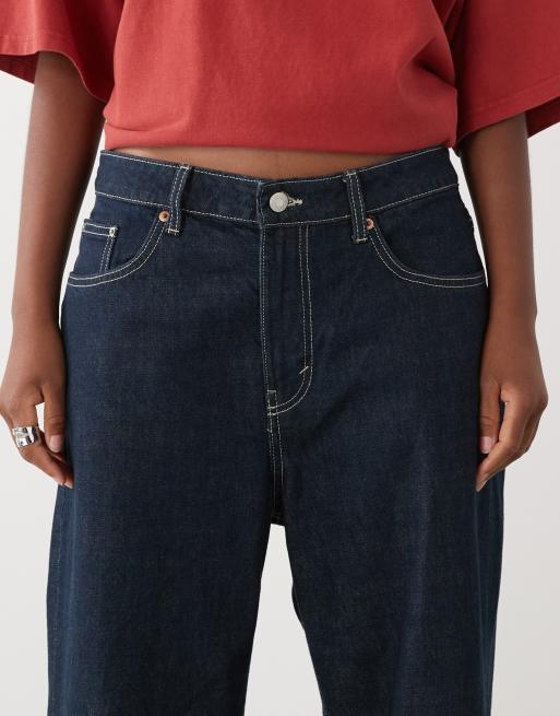 Weekday – Missy – Baggy Fit Jeans in Dunkelblau mit niedrigem Bund, 5 von 5