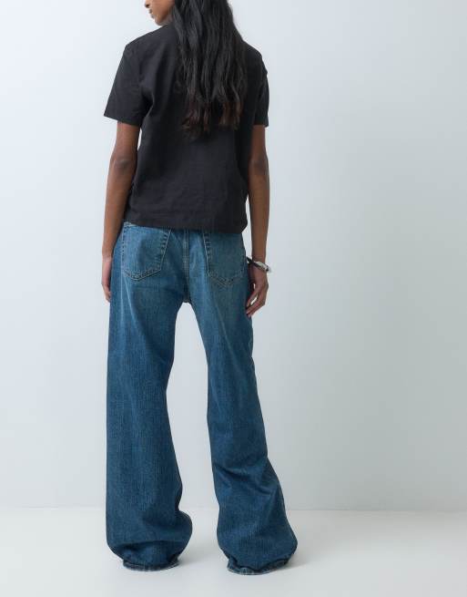 Weekday Missy jeans a vita bassa loose fit in lavaggio blu, 4 di 5