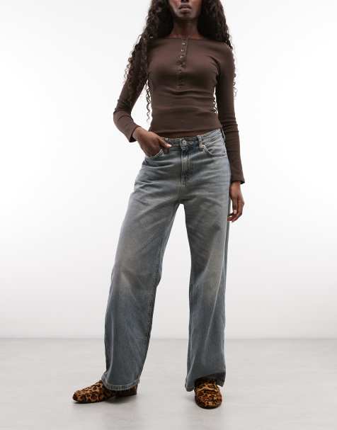 Weekday Missy jeans met lage taille en baggy fit in vervaagde donkerblauwe wassing - view 1