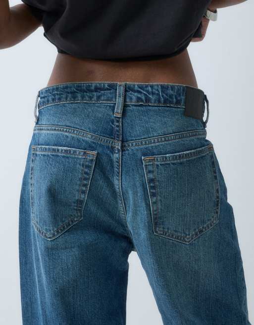 Weekday Missy Jeans mit niedrigem Bund und lockerem Schnitt in blauer Waschung, 5 von 5
