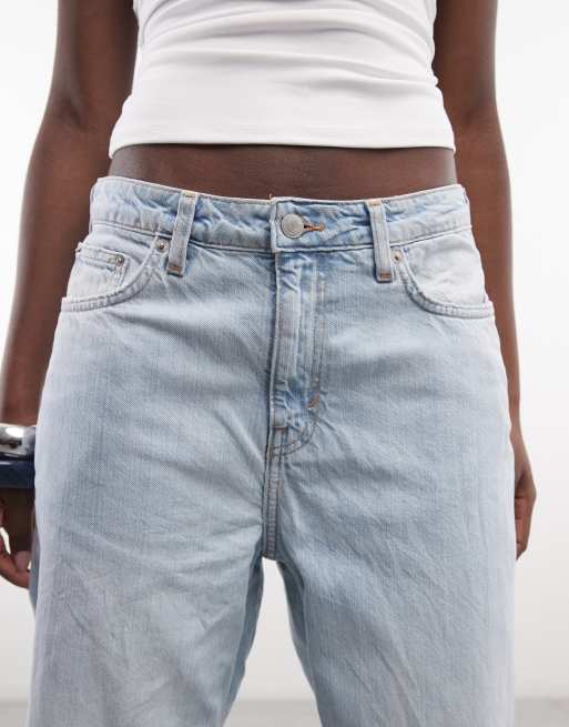 Weekday - Missy - Losvallende jeans met lage taille in lichtblauwe wassing, 4 van 5