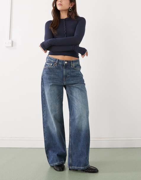 Weekday - Missy - Losvallende jeans met lage taille in middenblauwe wassing - view 1