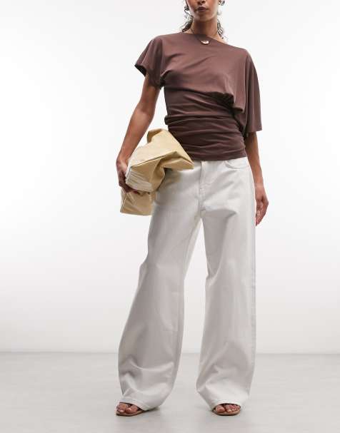 Weekday Missy low waist loose fit jeans in off-white - view 1