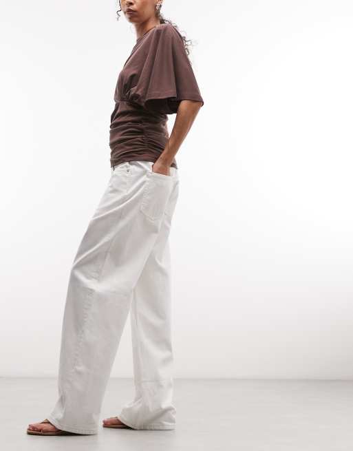 Weekday Missy low waist loose fit jeans in off-white, 2 of 5