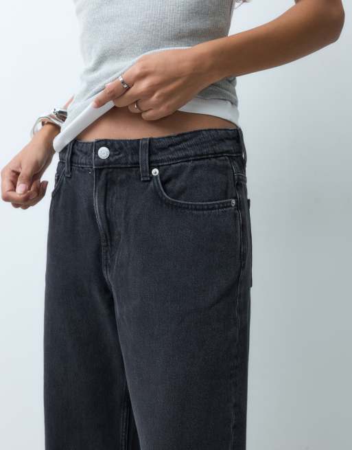 Weekday – Missy – Obszerne jeansy z obniżonym stanem w spranym czarnym kolorze, 3 z 5